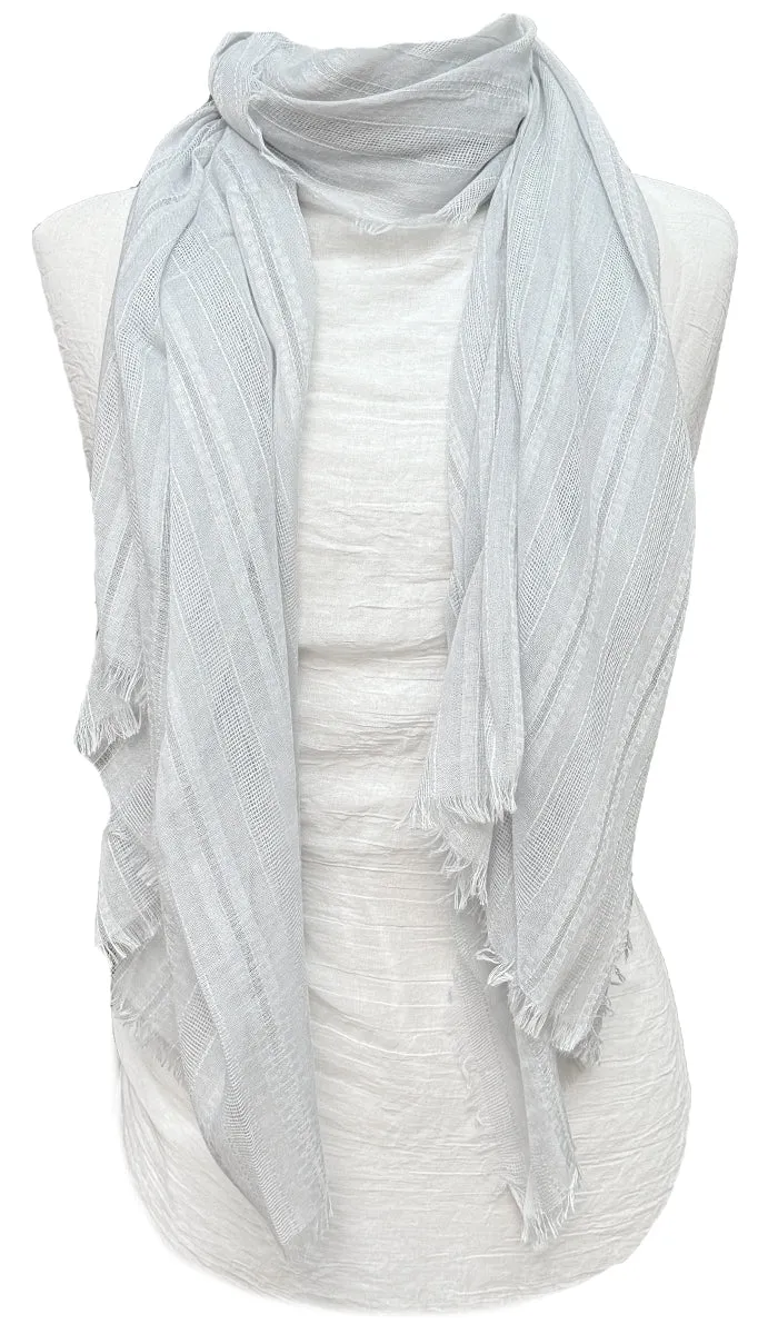 Rabia Non-slip Cotton Striped Wrap Hijab Scarf - Light Gray