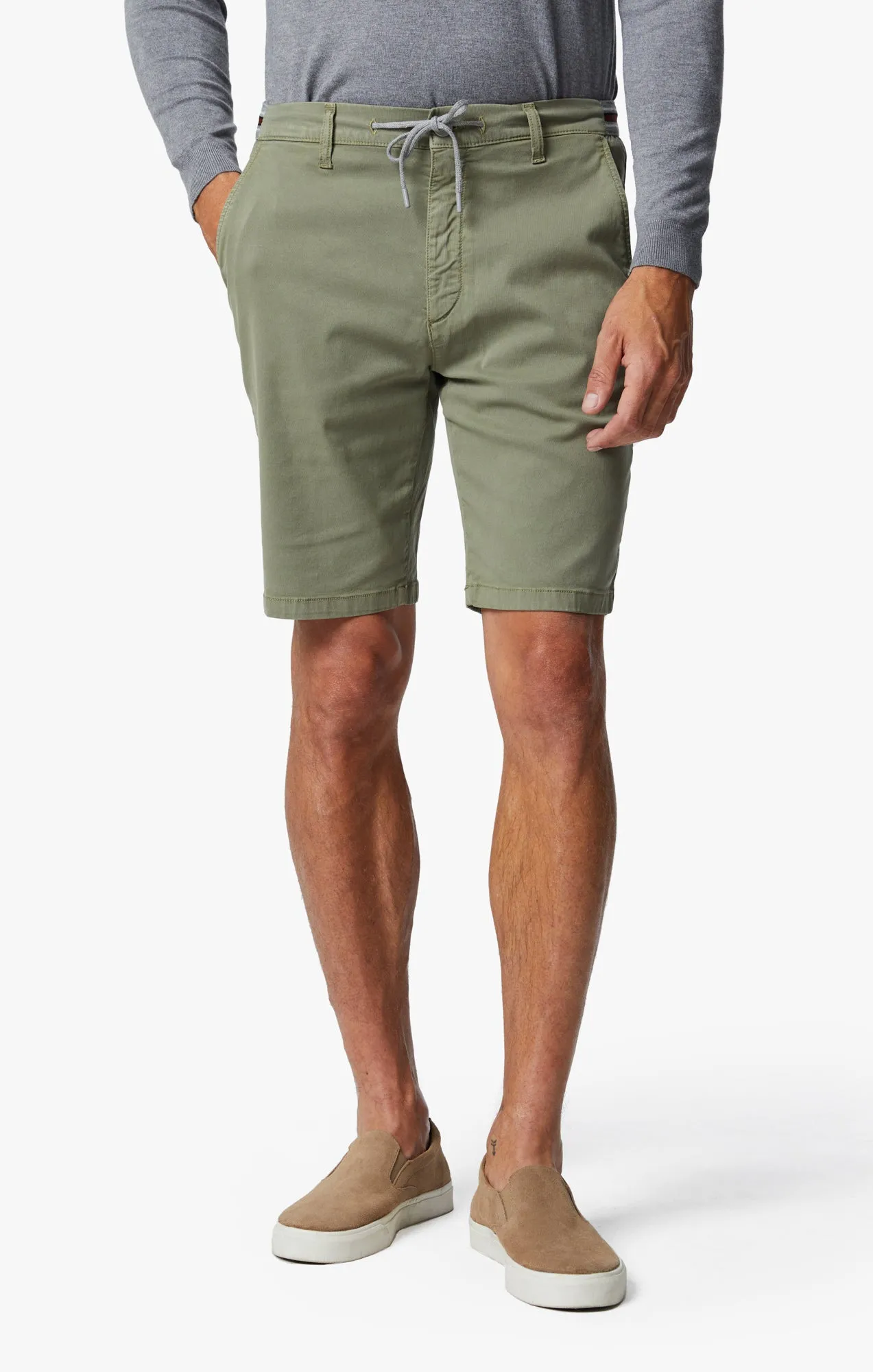 Ravenna Drawstring Shorts In Moss Green Soft Touch