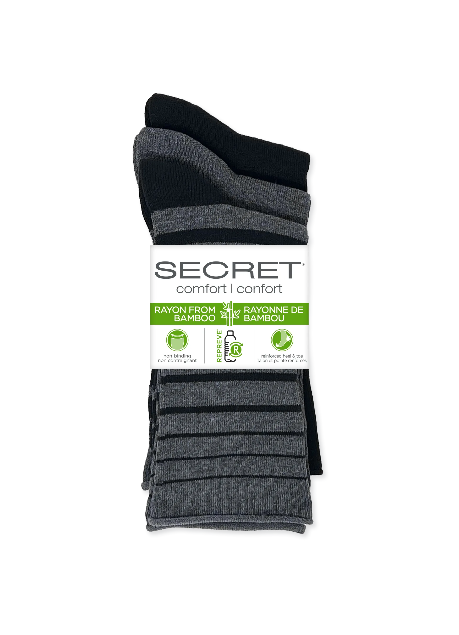 SECRET® Comfort Bamboo Fashion Roll Top Crew - 3 Pairs