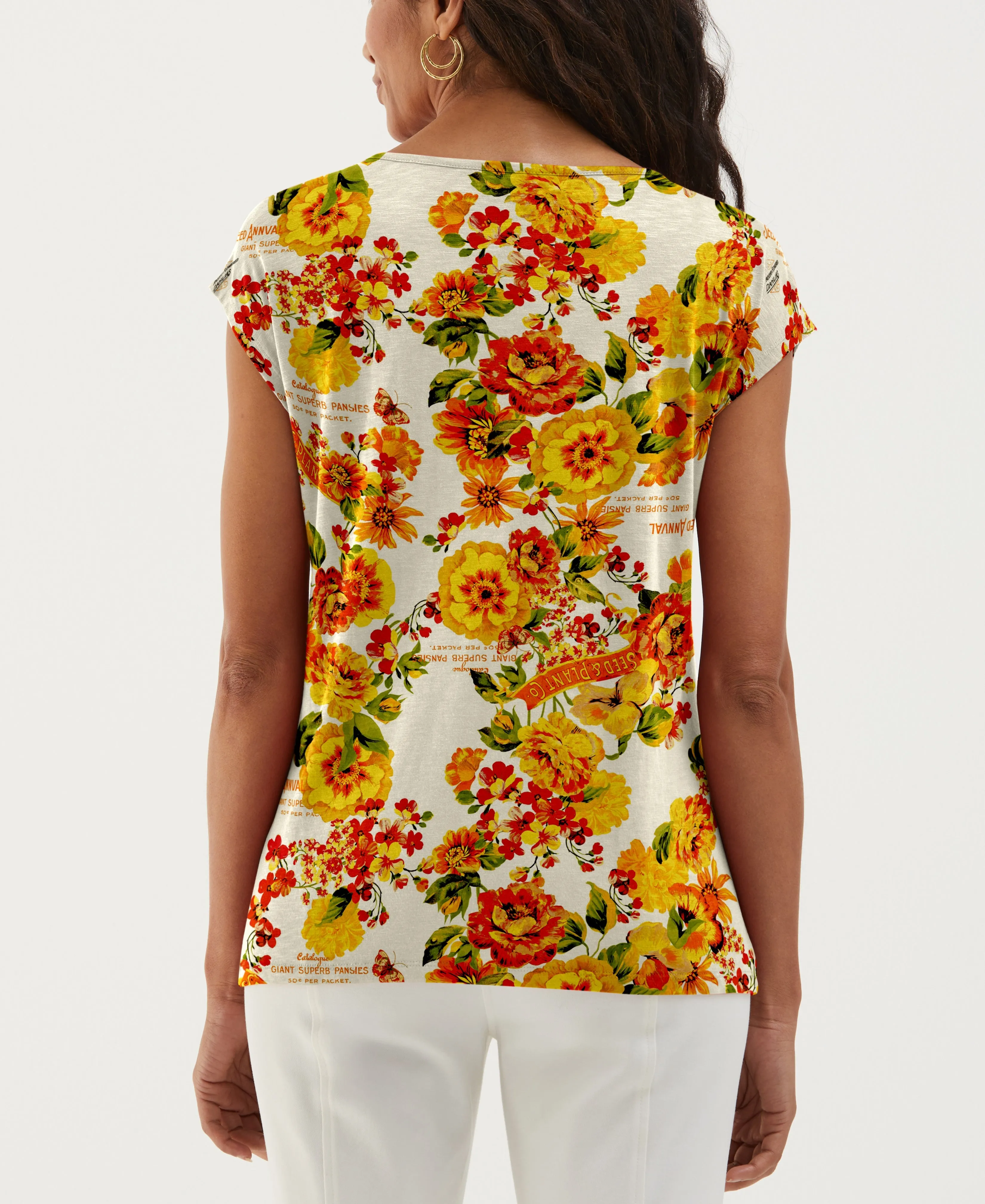 Seed Packet Print Rivet Detail Tank Top