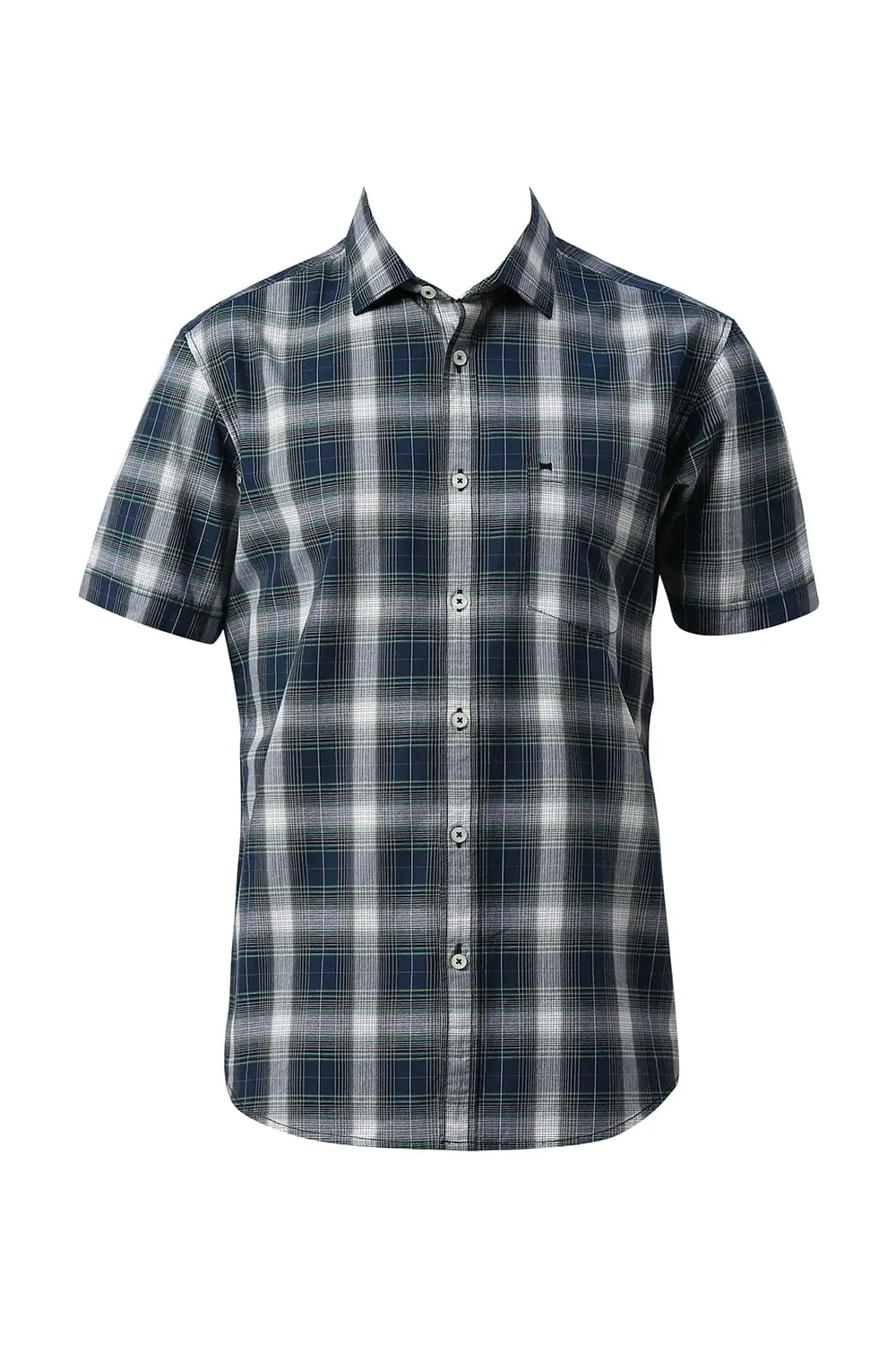 Slim Fit Cotton Fil-a-Fil Checks Halfsleeves Shirt