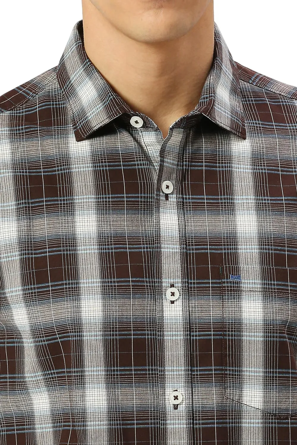 Slim Fit Cotton Fil-a-Fil Checks Halfsleeves Shirt