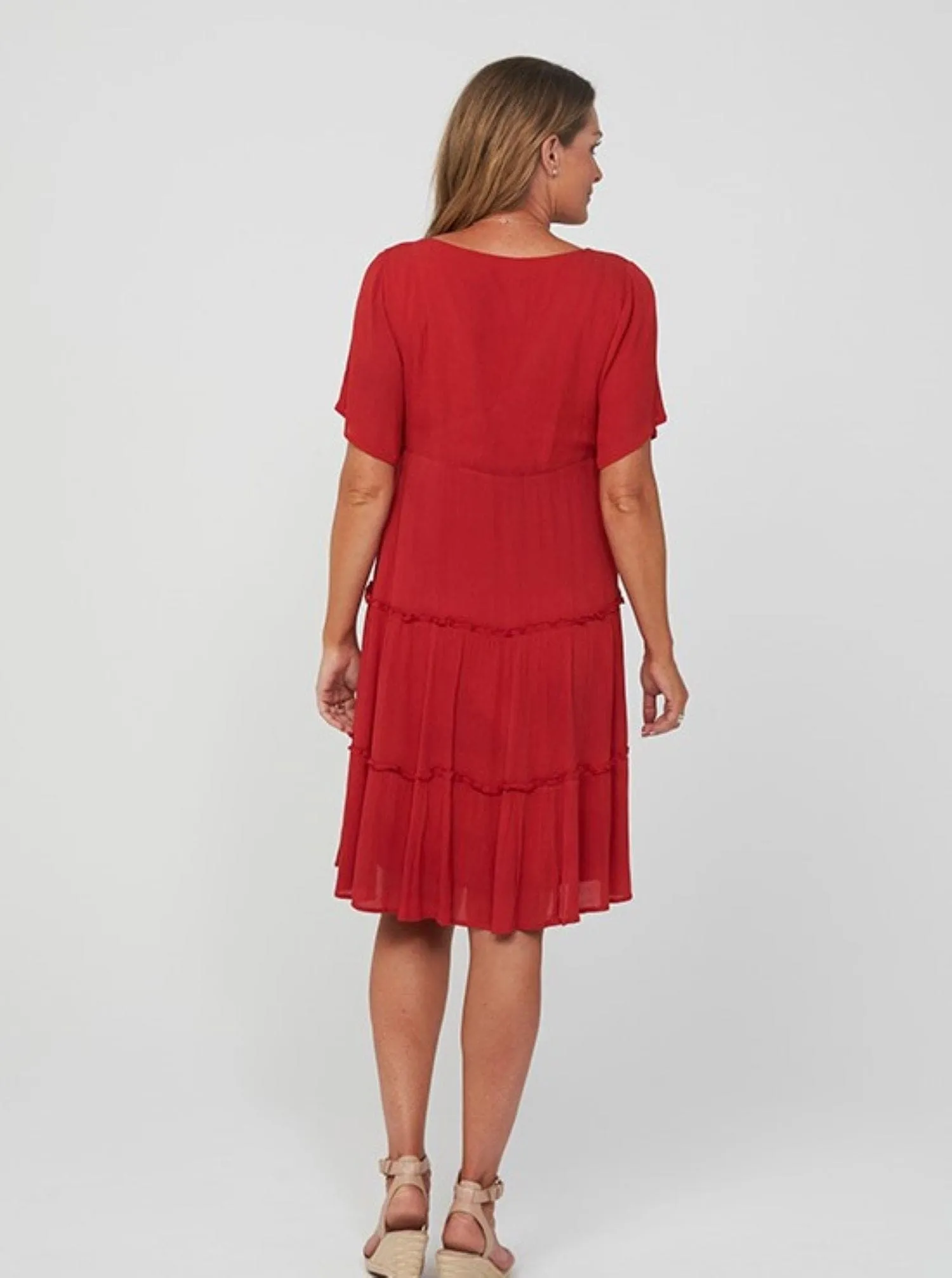 Solid Versatile Casual Red Dress - Erica Dress