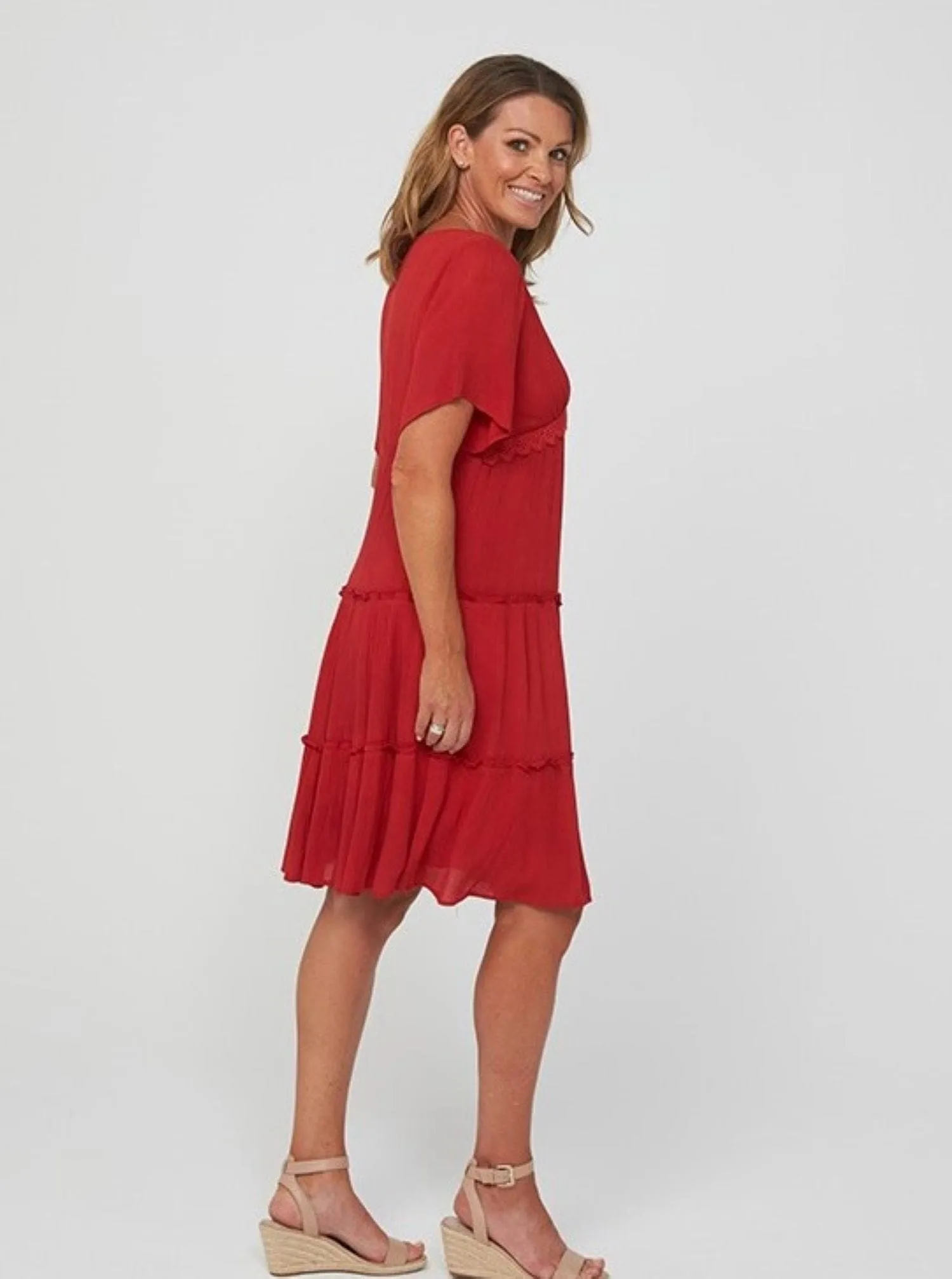 Solid Versatile Casual Red Dress - Erica Dress