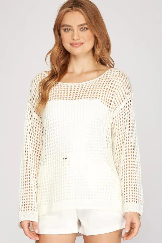 Sunlit Sleeve Hollow Knit