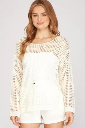 Sunlit Sleeve Hollow Knit