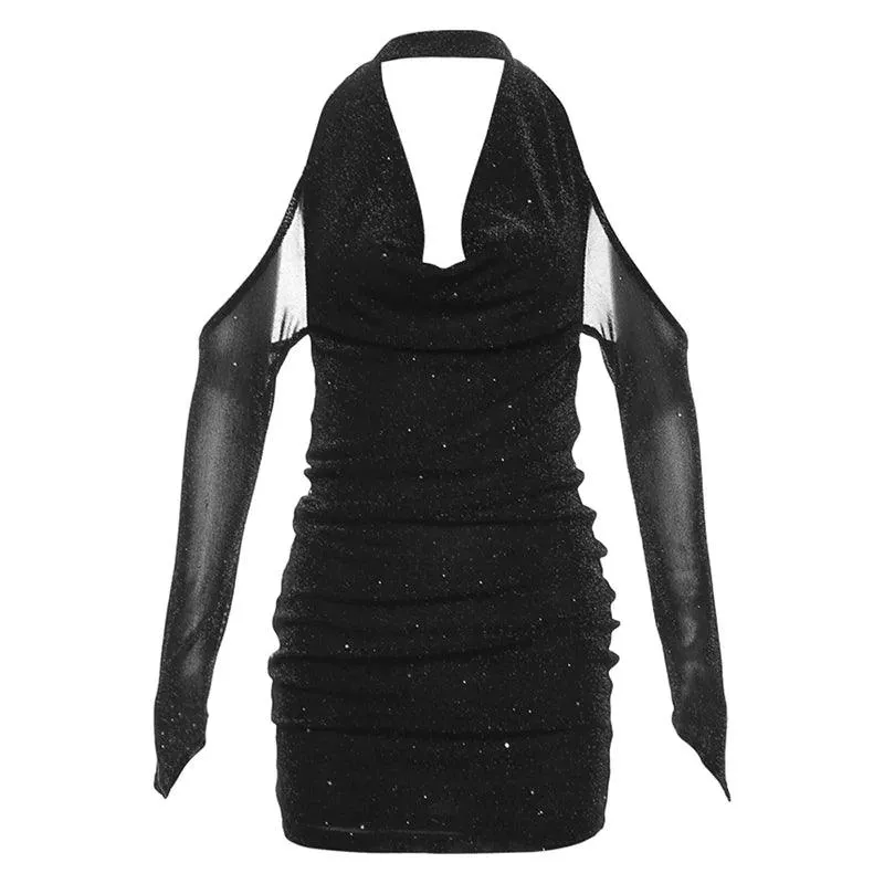 Sylcue Winter Chic: Urban Voile Backless Dress - Fashionable & Warm