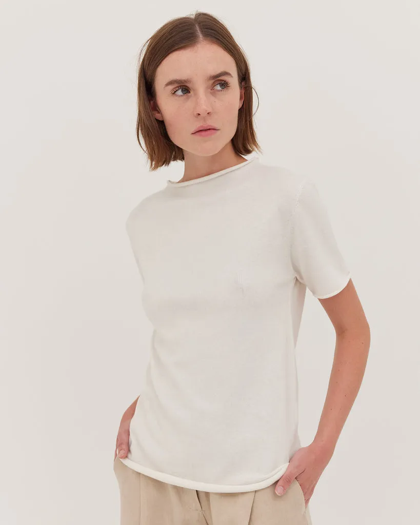 The Funnel Neck Tee - White