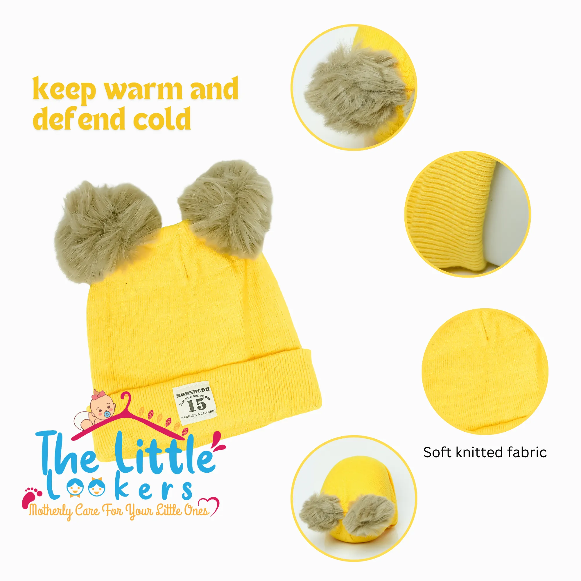 THE LITTLE LOOKERS Baby Knit Cap I Winter Pom Pom Beanie Cap for Kids/Toddler /Girls/ Boys (6 Months - 3 Years Baby)