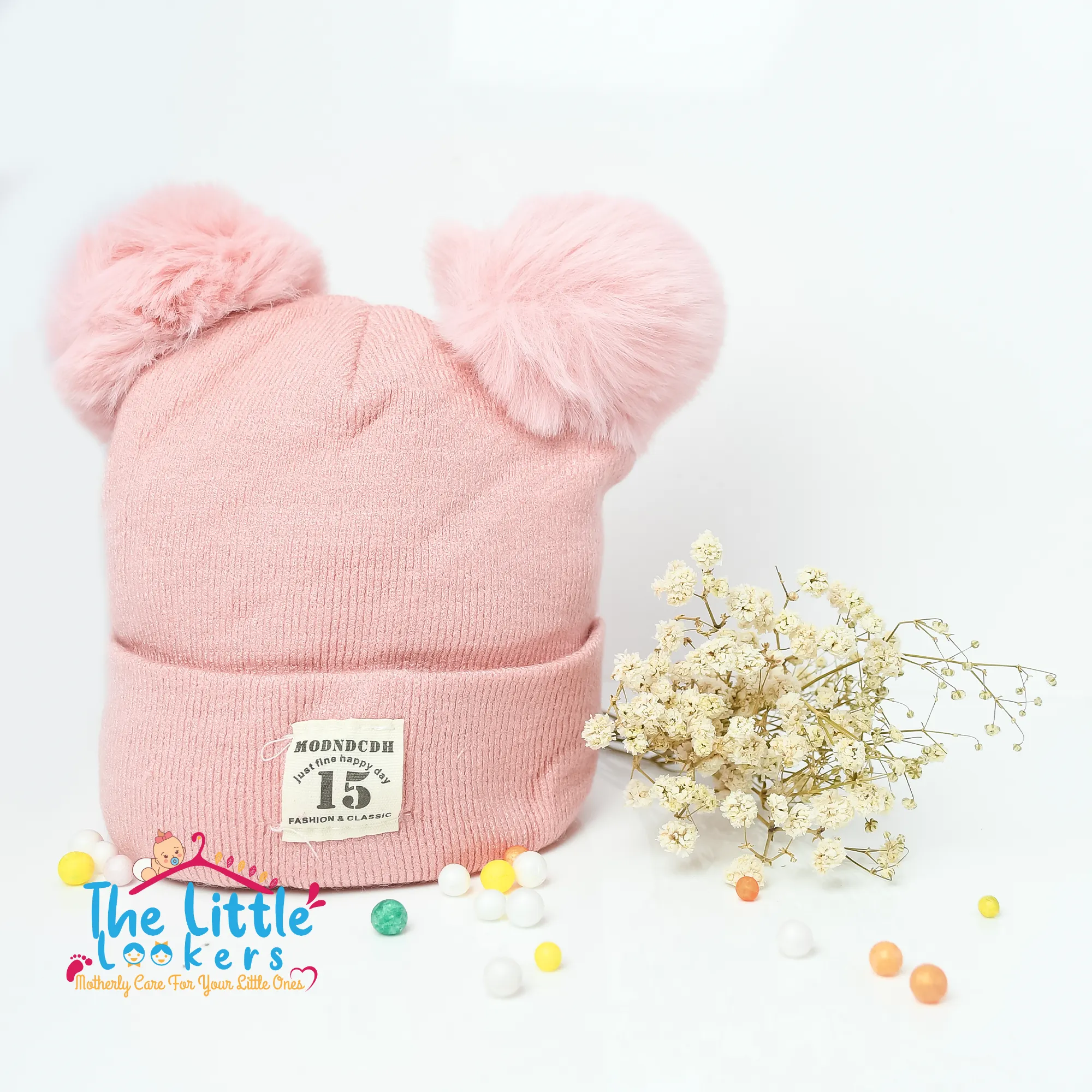 THE LITTLE LOOKERS Baby Knit Cap I Winter Pom Pom Beanie Cap for Kids/Toddler /Girls/ Boys (6 Months - 3 Years Baby)