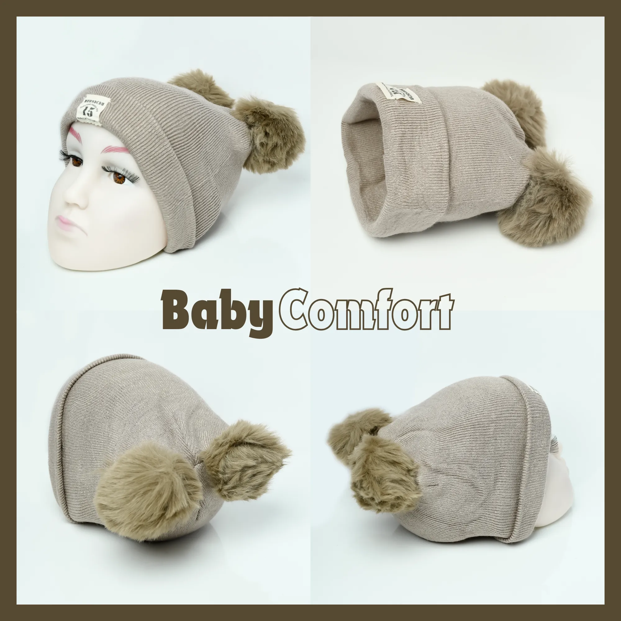 THE LITTLE LOOKERS Baby Knit Cap I Winter Pom Pom Beanie Cap for Kids/Toddler /Girls/ Boys (6 Months - 3 Years Baby)