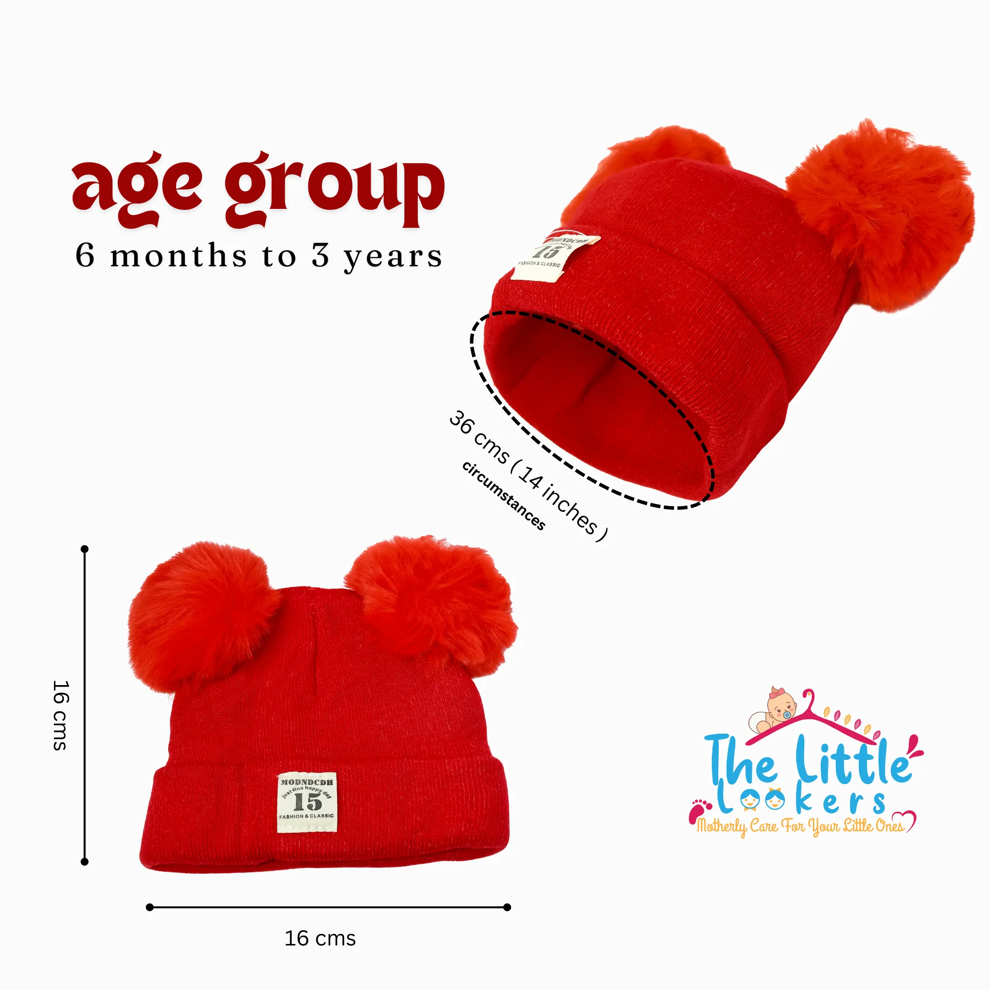 THE LITTLE LOOKERS Baby Knit Cap I Winter Pom Pom Beanie Cap for Kids/Toddler /Girls/ Boys (6 Months - 3 Years Baby)