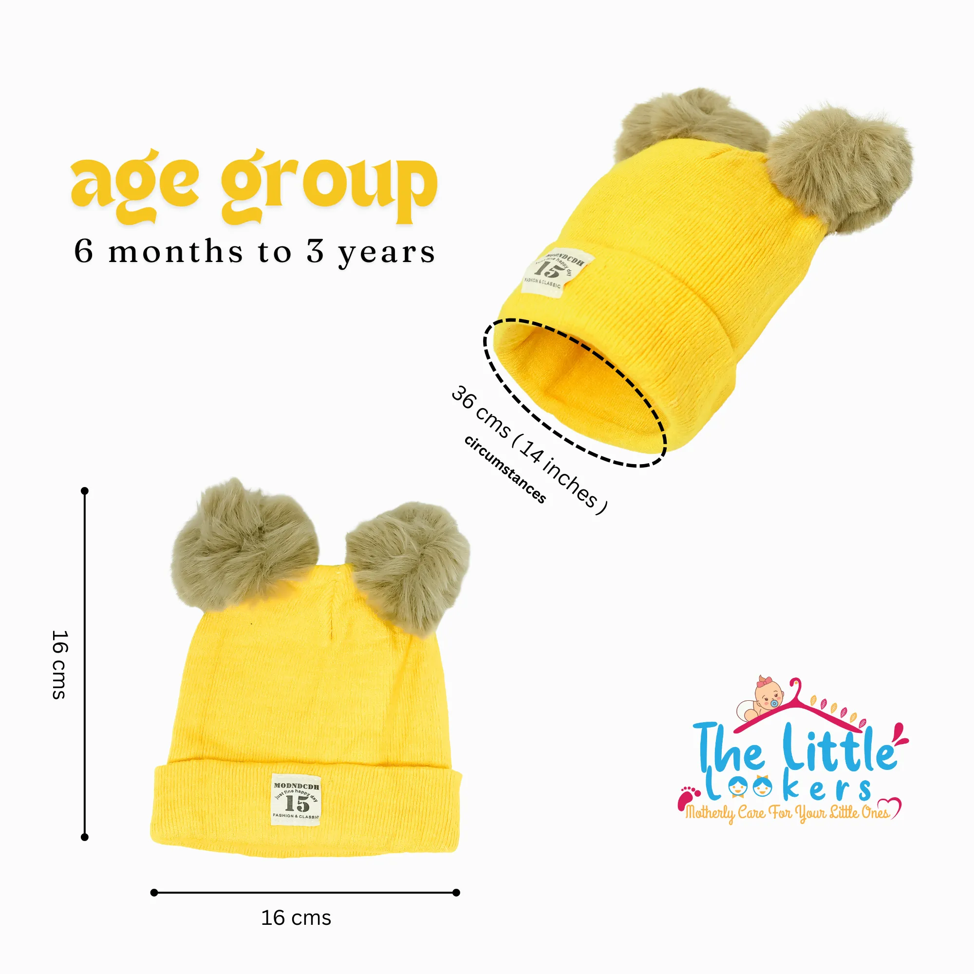 THE LITTLE LOOKERS Baby Knit Cap I Winter Pom Pom Beanie Cap for Kids/Toddler /Girls/ Boys (6 Months - 3 Years Baby)