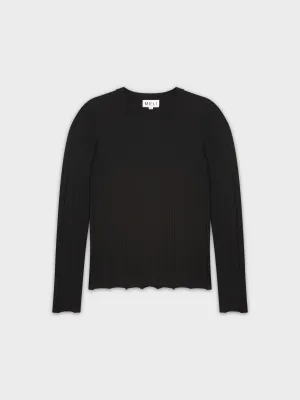 WIDE RIBBED SWEATER-BLACK