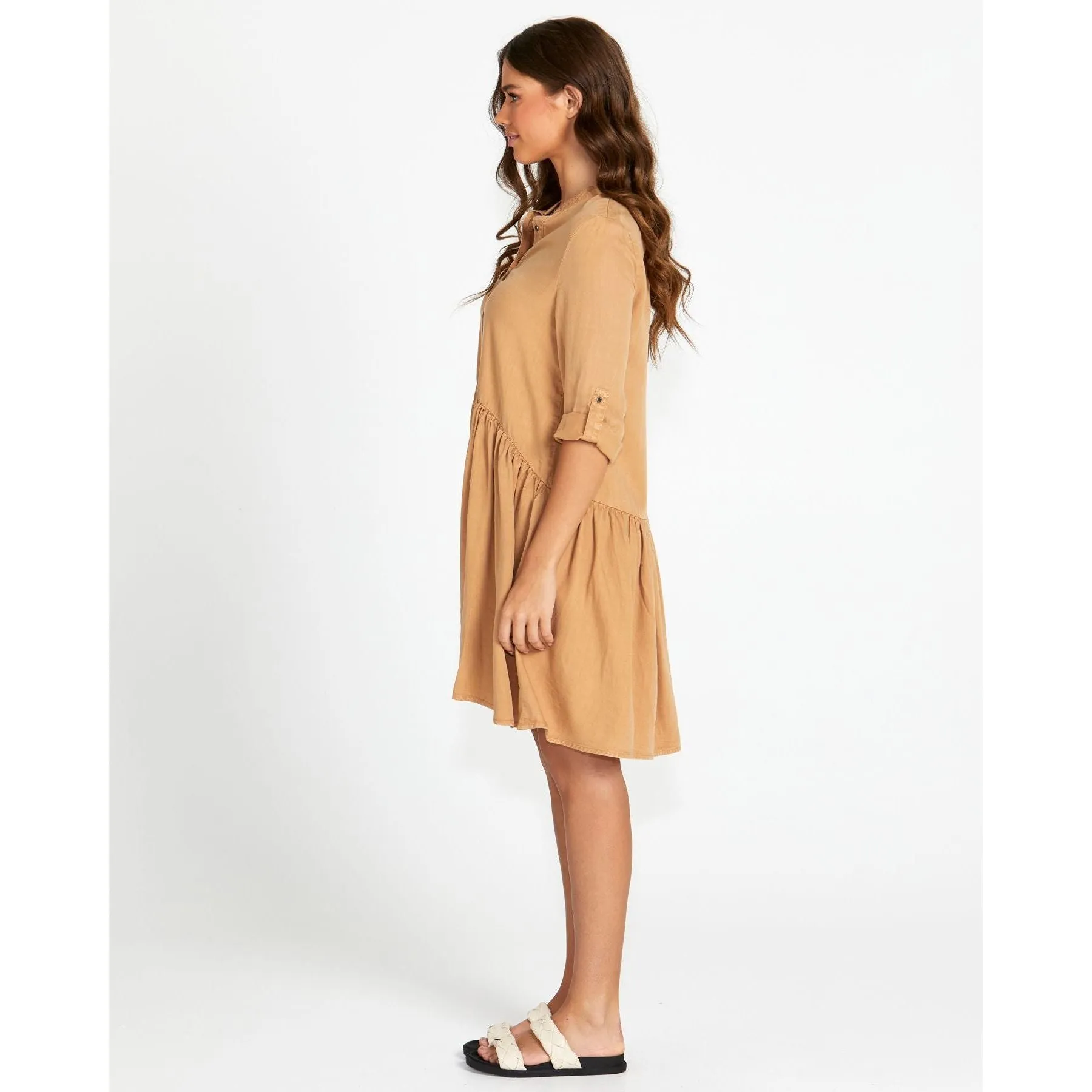 Willow Shirt Dress- Tan