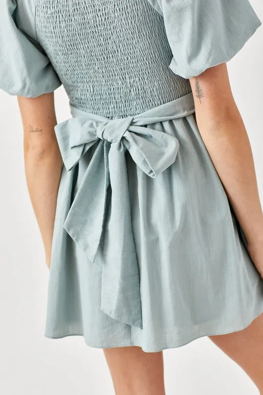 Wrap Me Up Cross Front Puff Sleeve Dress