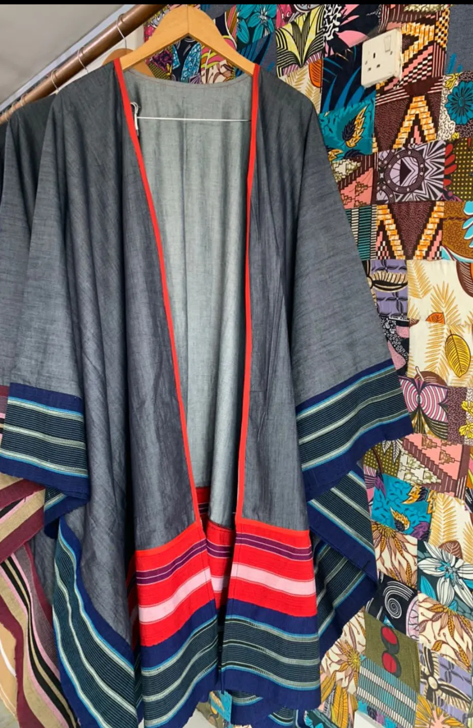 Yagana Denim and Aso oke cape