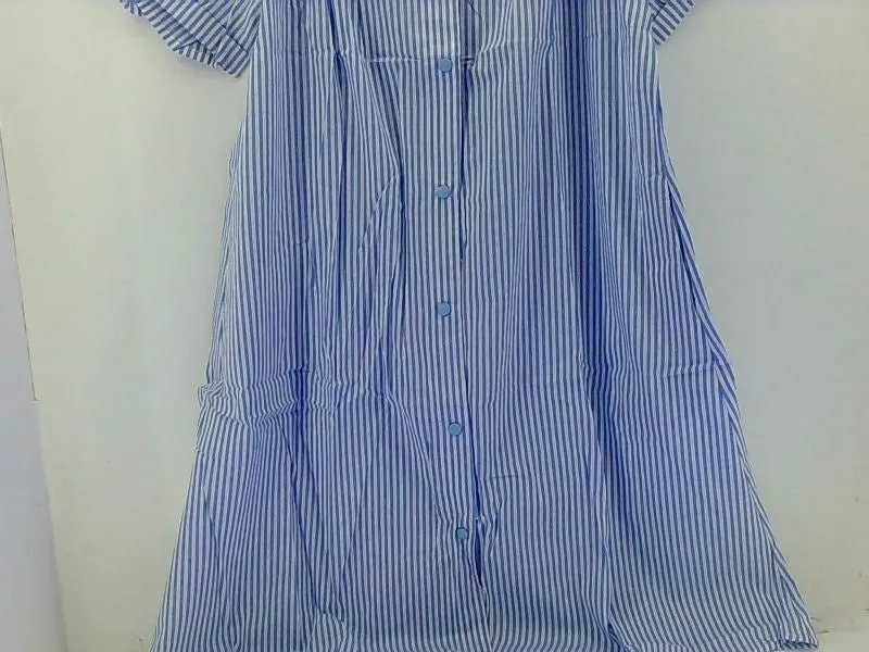 Yozly Blue Striped House Dress for Women Medium