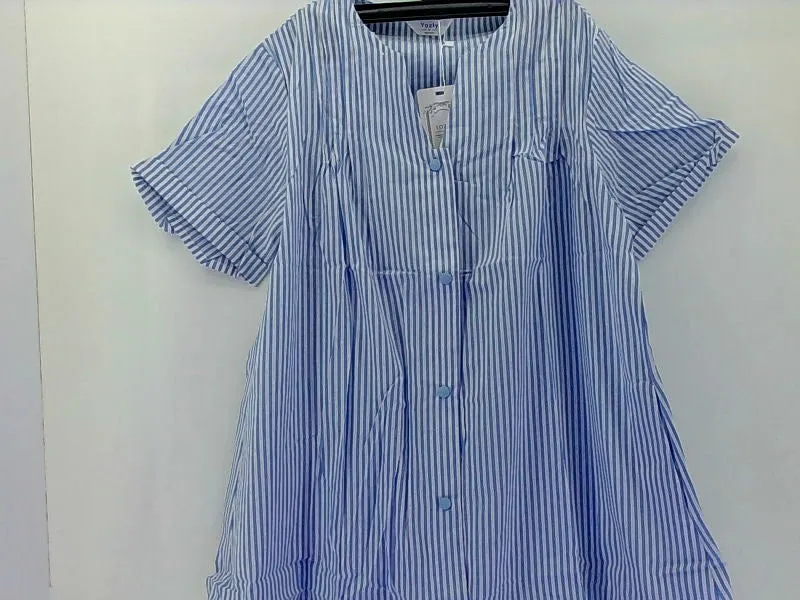 Yozly Blue Striped House Dress for Women Medium