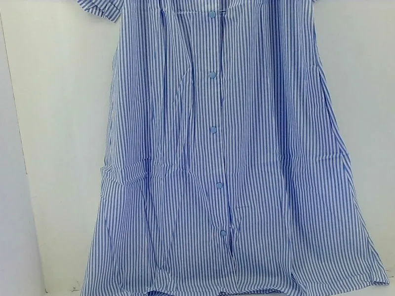 Yozly Blue Striped House Dress for Women Medium